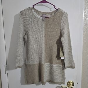 Chico's Gray and Gold Sequin Sweater